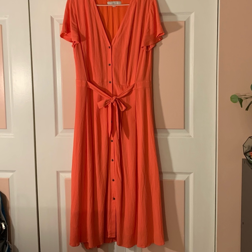 LOFT, coral dress, size 8